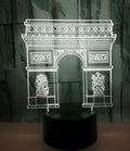 Triumphal Arch 3D night light showing Acrylic panel on black ABS base with touch control