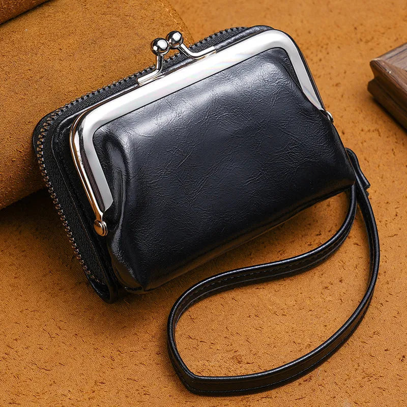 Ladies' 4-inch buckle coin purse with metal clip closure in various colours