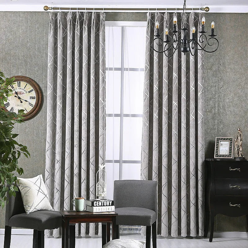 Modern chenille blackout curtain in solid colour with jacquard texture