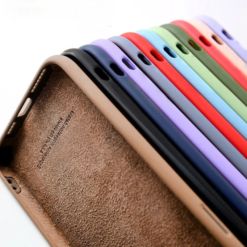 Liquid silicone phone case for iPhone 14 Plus in black with straight edge back cover design