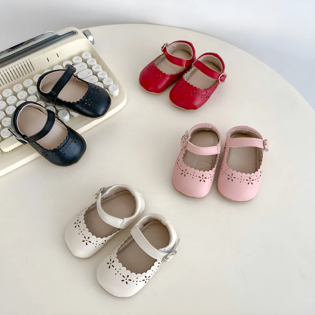 Soft sole pet shoes in red pink black or milky white with artificial PU upper and rubber sole, sizes S M L
