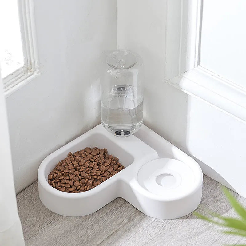 White pet water fountain for cats and dogs with adjustable water flow, showing compact size.