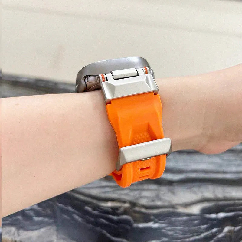 Sports Silicone Ultra Stainless Steel Strap for Apple Watch 49mm 45mm 44mm 42mm in five colours