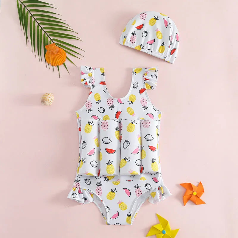 Children's buoyancy swimsuit boy's one-piece in Korean-style solid colour, nylon fabric, available in sizes M to XXL