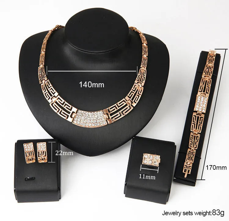 18K gold plated alloy women's jewelry set with star sun moon cloud universe motifs on diamond pattern surface