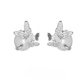 Butterfly design ear studs in 925 silver with gold or white gold electroplated finish