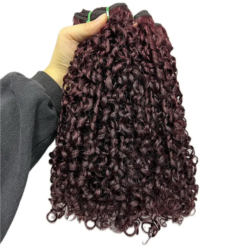 Real human hair front lace wig in Pissy06 colour, showing natural style on a model.