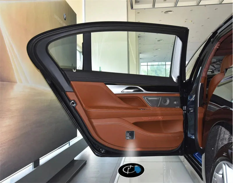 Black wireless car door projection welcome light, 2PCS, 6.5x6.3x1.5cm, LED logo display for left and right doors