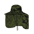 Nylon fisherman hat with neck sun protection flap in camouflage pattern