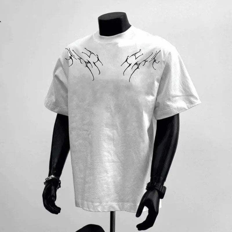 Men's loose fit short sleeve cotton t-shirt in black or white for business commute wear