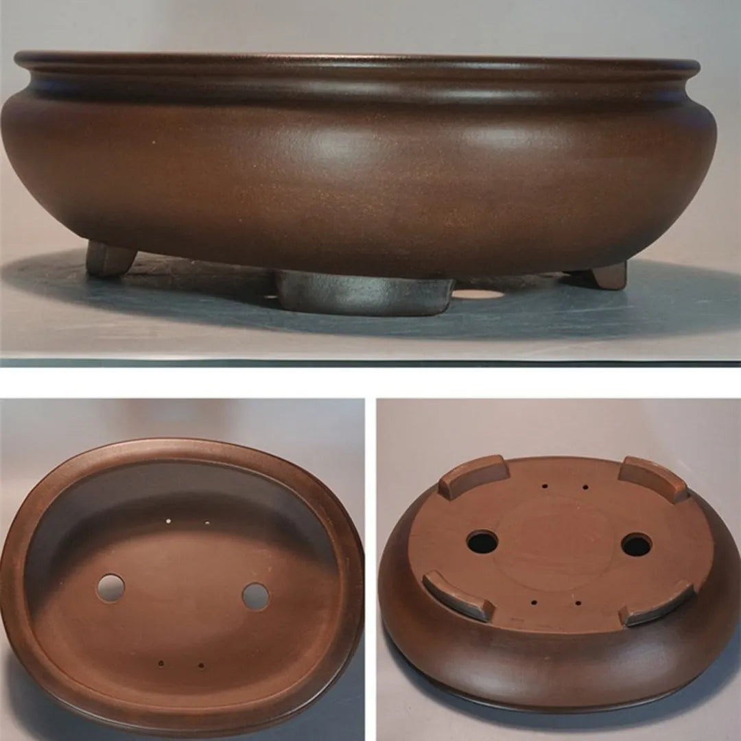 Individual handmade classical purple sand desktop flowerpot showing its 58cm length and rectangular shape.