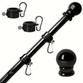 6ft five-section stainless steel wall hanging flagpole in black outdoor