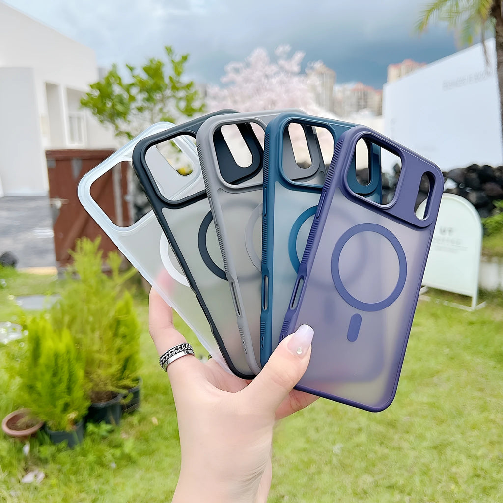 Frosted matte magnetic iPhone case for iPhone 14 to 17 Pro Max models in five colour options