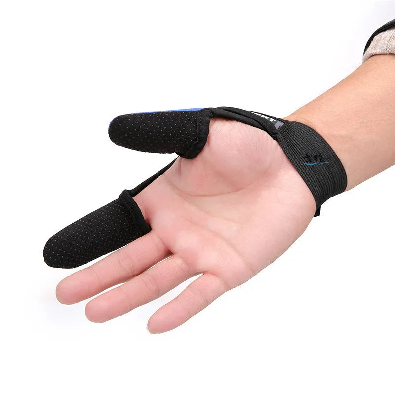 A single two-finger fishing glove in black, showing the diving cloth back and microfiber palm material.