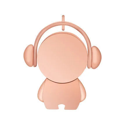 Personalised metal USB flash drive with cartoon musician character design in silver or rose gold colour
