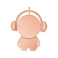 Personalised metal USB flash drive with cartoon musician character design in silver or rose gold colour