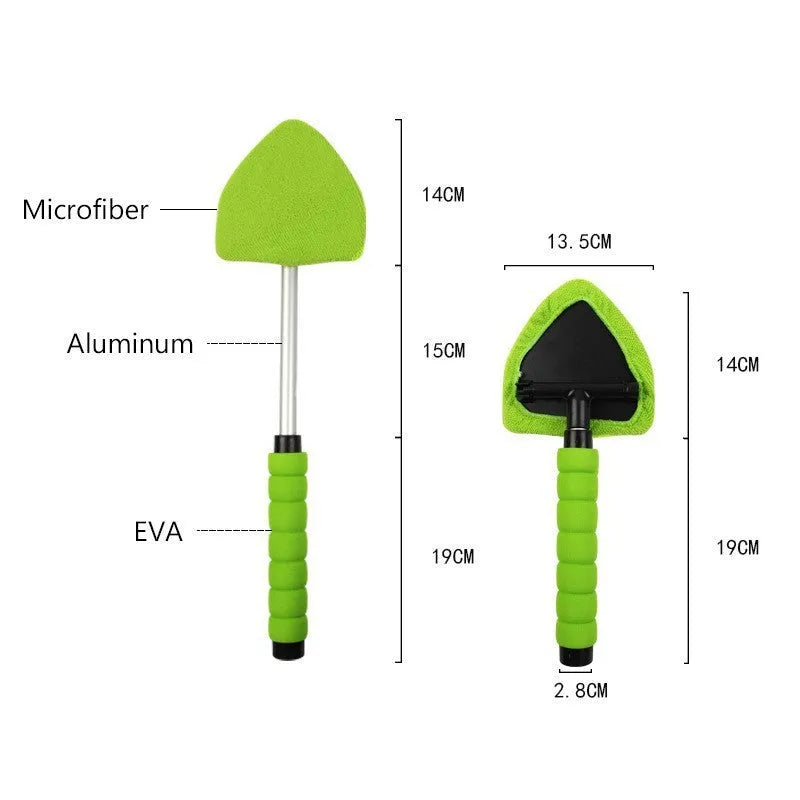 Car windshield cleaning brush with plastic bristles in green, red and blue colour options