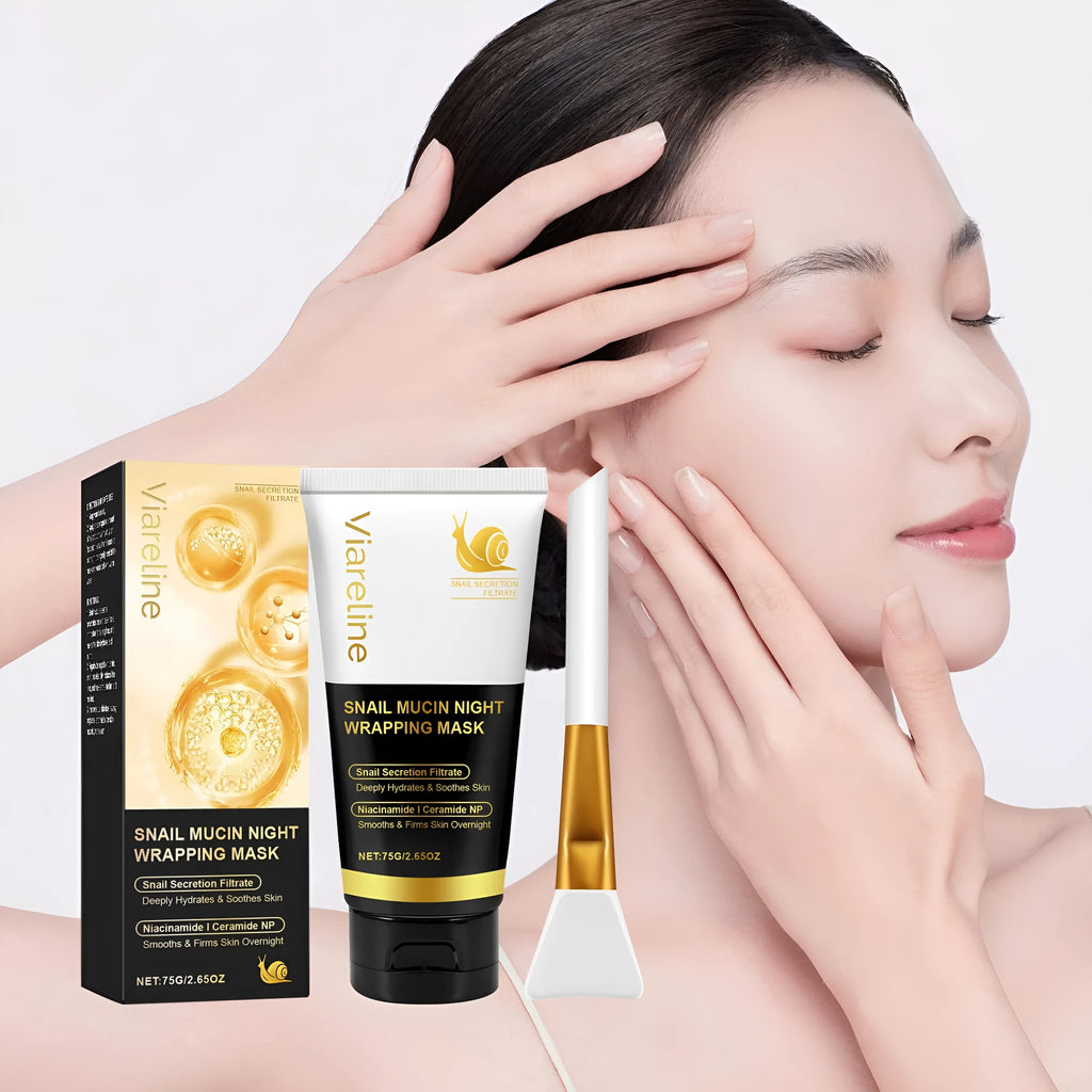 Turmeric sleep mask jar with application brush for overnight facial treatment