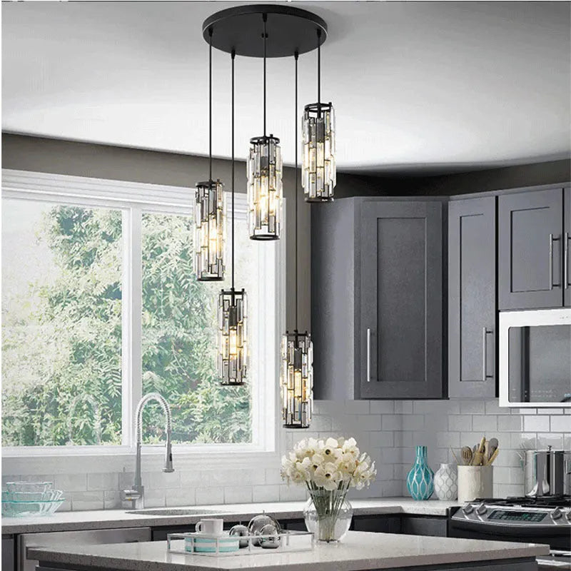 Industrial style LED single head droplight in black, chrome, or gold finish for bedside or restaurant lighting