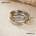 A stacked stainless steel ring set with 18K gold plating in an exaggerated design for women.