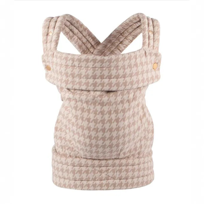 Baby carrier in champagne houndstooth with adjustable shoulder strap, free size, for ages 0-4 years