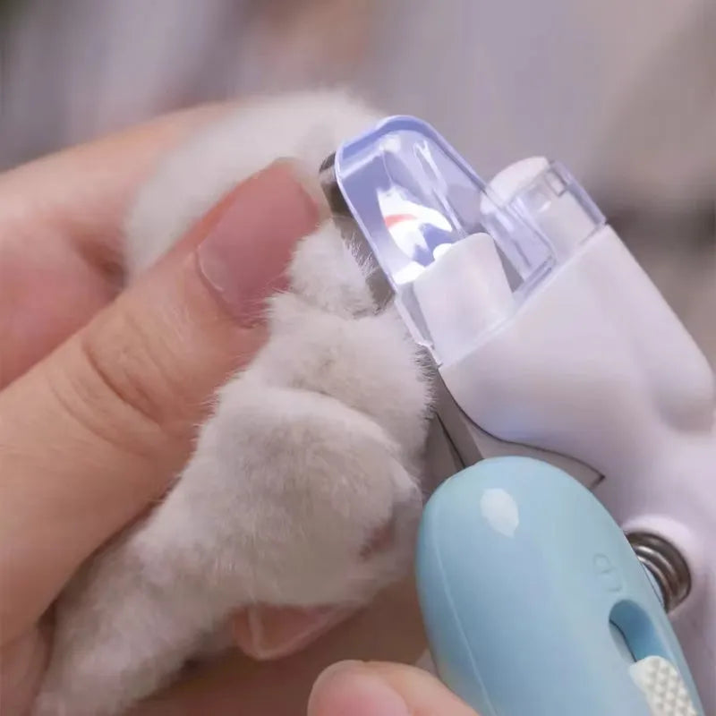 Whale LED pet nail clippers with safety lock in Light Blue for dogs and cats