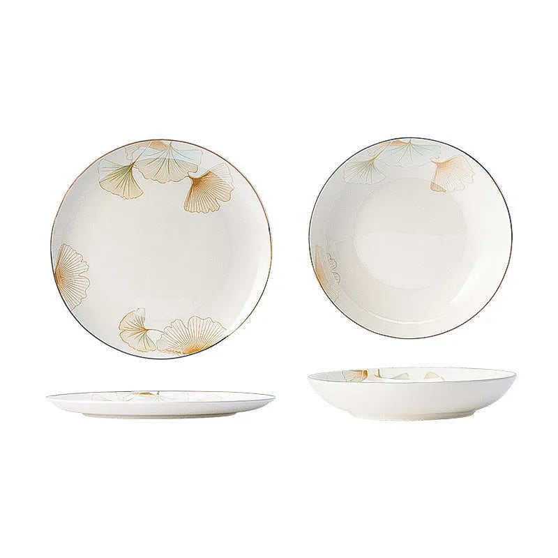 24-piece ceramic bowl and dish set with glazed colour map surface including soup bowls, rice bowls, spoons, and chopsticks