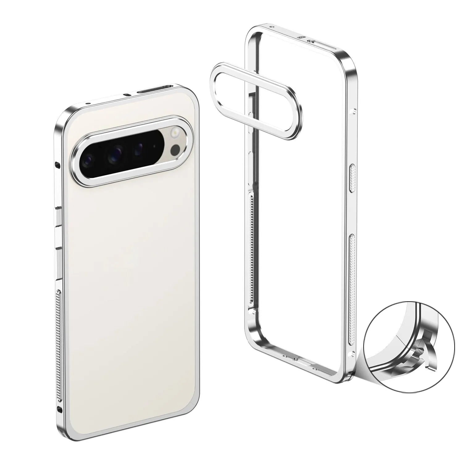 Aluminum alloy phone case for Google Pixel 9 with heat dissipation and separate lens case in four colour options