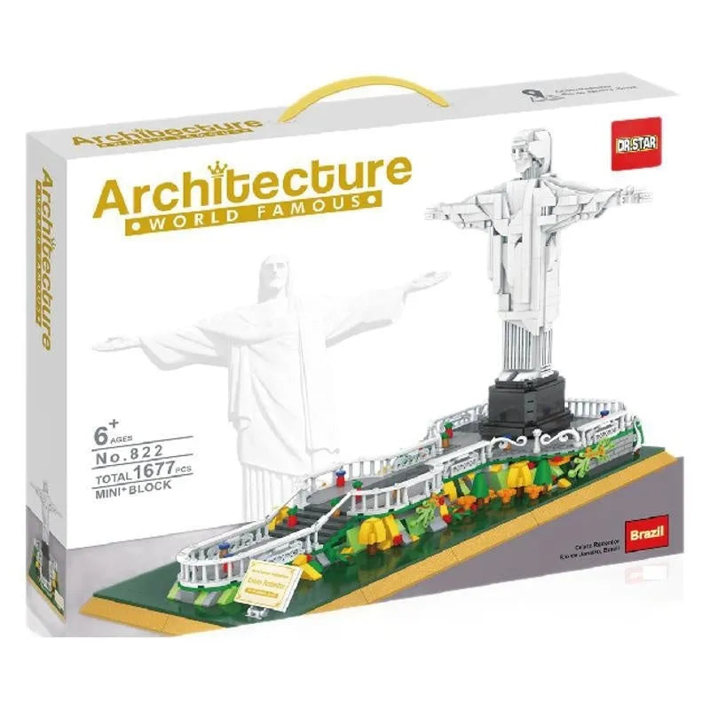 822 Brazil statue building blocks set with 1677 small plastic pieces in colour box