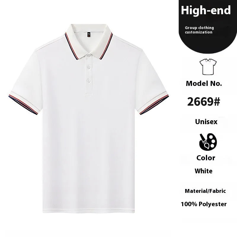 Men's short sleeve polo shirt in thin nylon polyester fabric, straight cut, available in multiple colours