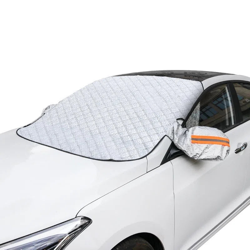 Thickened aluminium foil front windshield snow cover for SUV and sedan with magnetic attachment