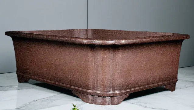 Antique rectangular breathable purple clay flowerpot, handmade classical style, for desktop or floor use