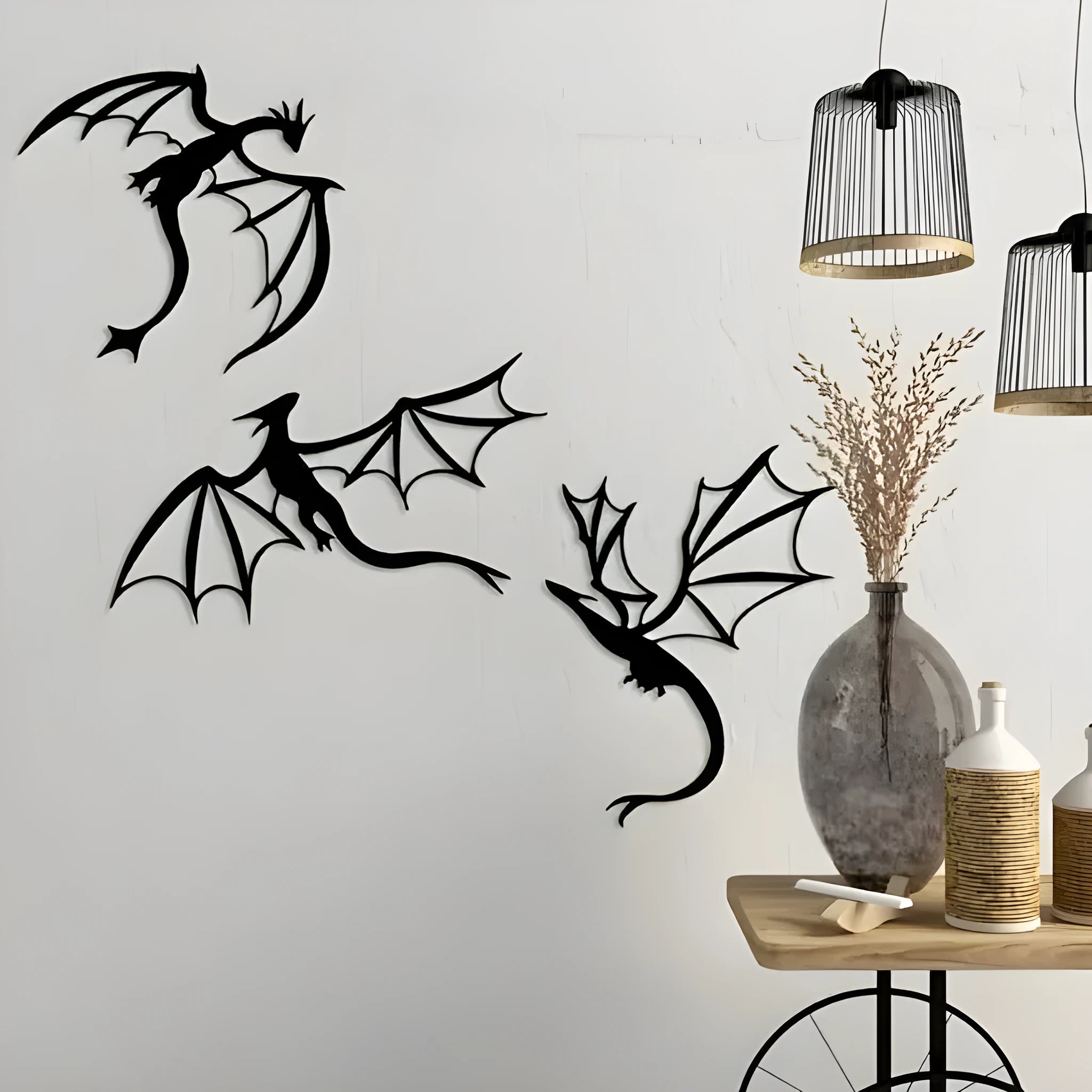 Black metal animal silhouette wall hanging decoration 30cm long side