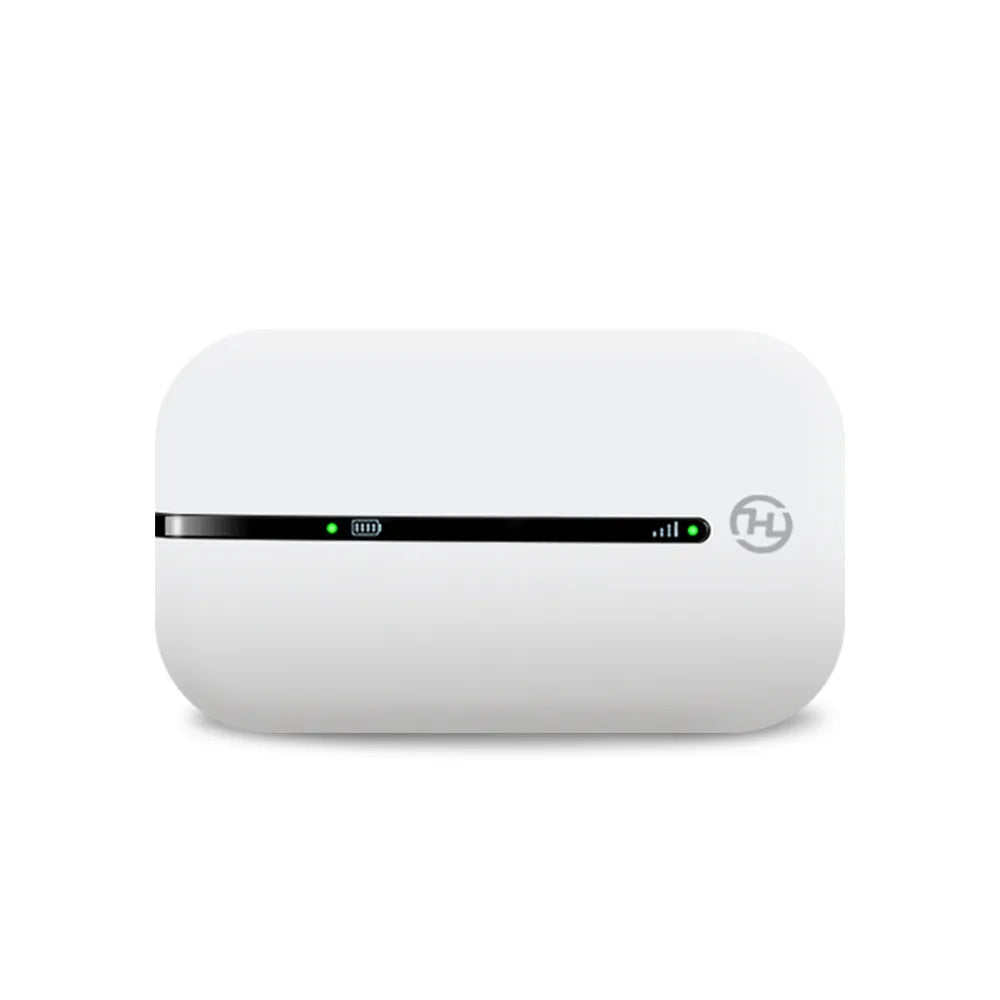 Unlocked 150Mbps Wi-Fi 4G router with lithium battery in black plastic casing