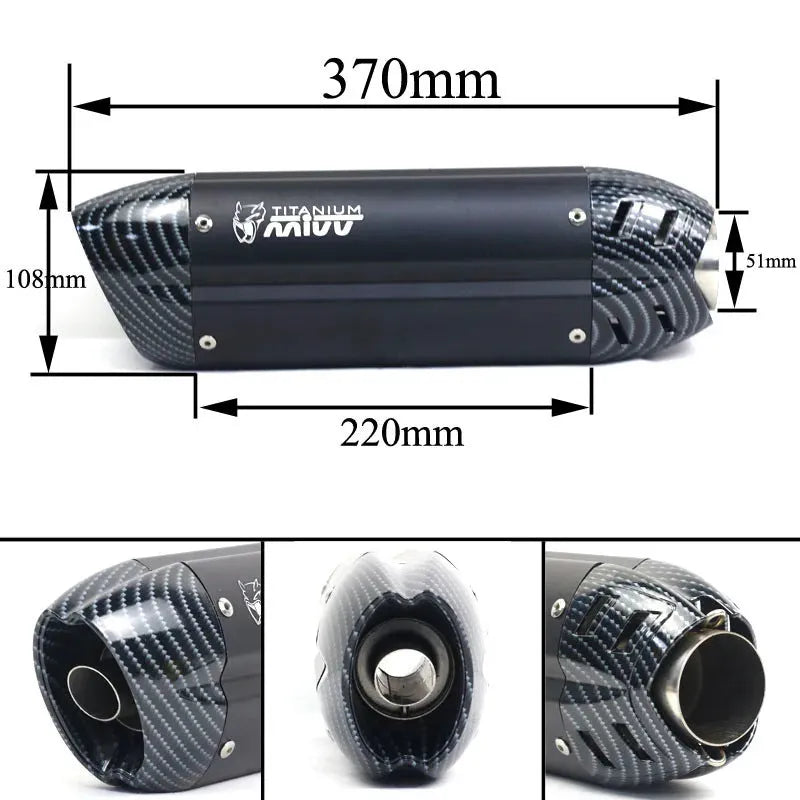 Stainless steel motorcycle exhaust pipe modification with small hexagonal design and 51mm interface