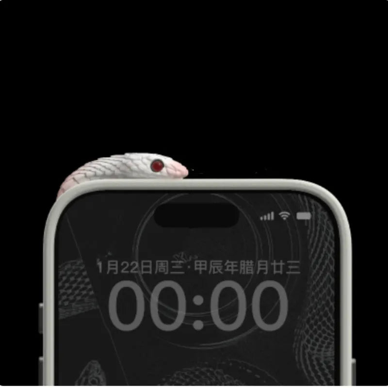 Leather iPhone protective case in Snake Year Limited Edition design showing full coverage protection