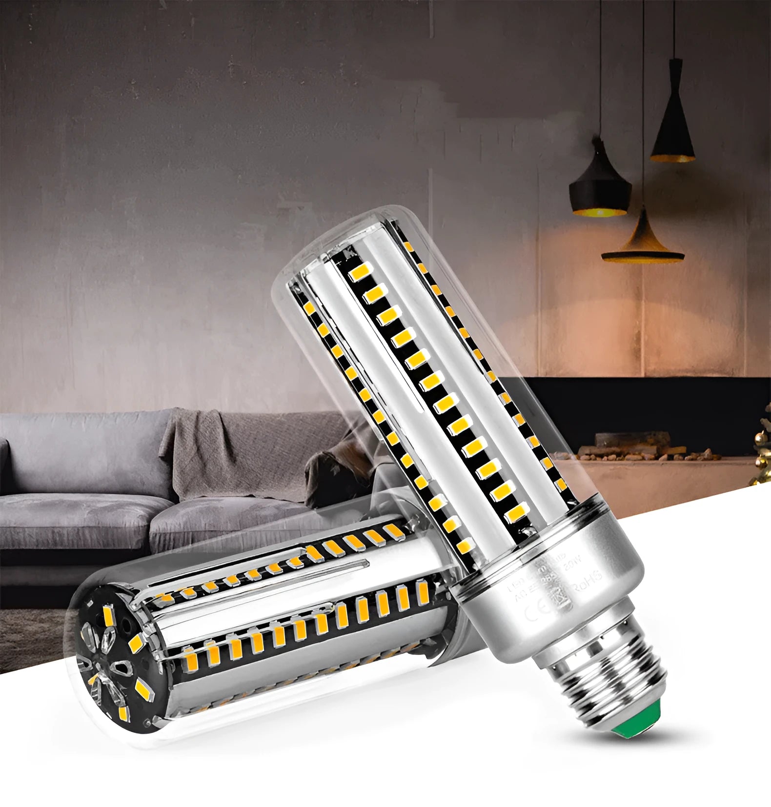 E27 E26 LED corn lamp with aluminium body, 25W power, 2080 lumen output
