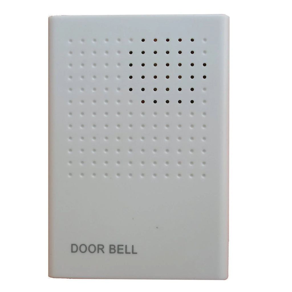White wired doorbell 87x62x23mm mounted on door frame with dingdong chime for hotel or home use