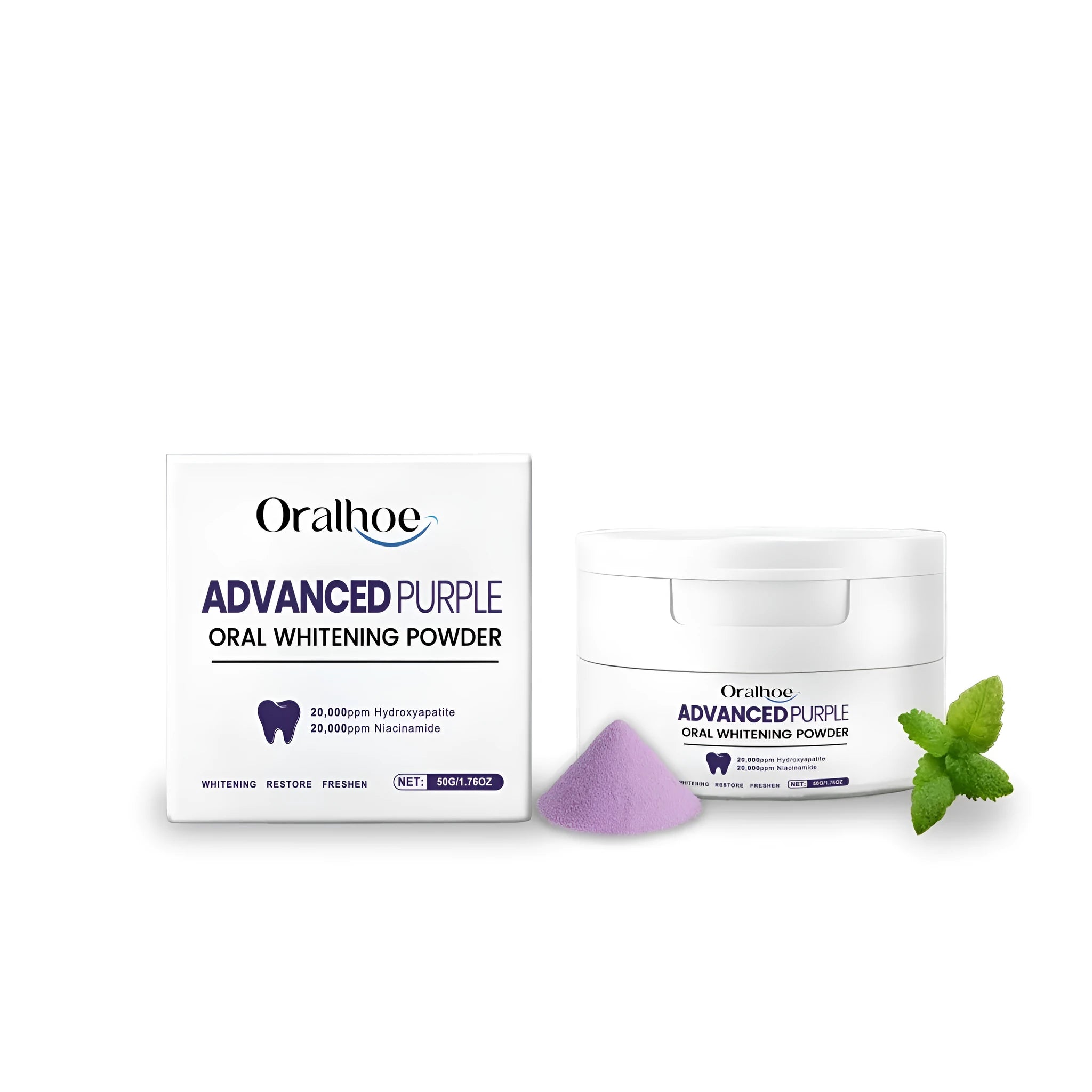 50g tin of natural tooth powder with hydroxyapatite, sodium bicarbonate, mint and lavender
