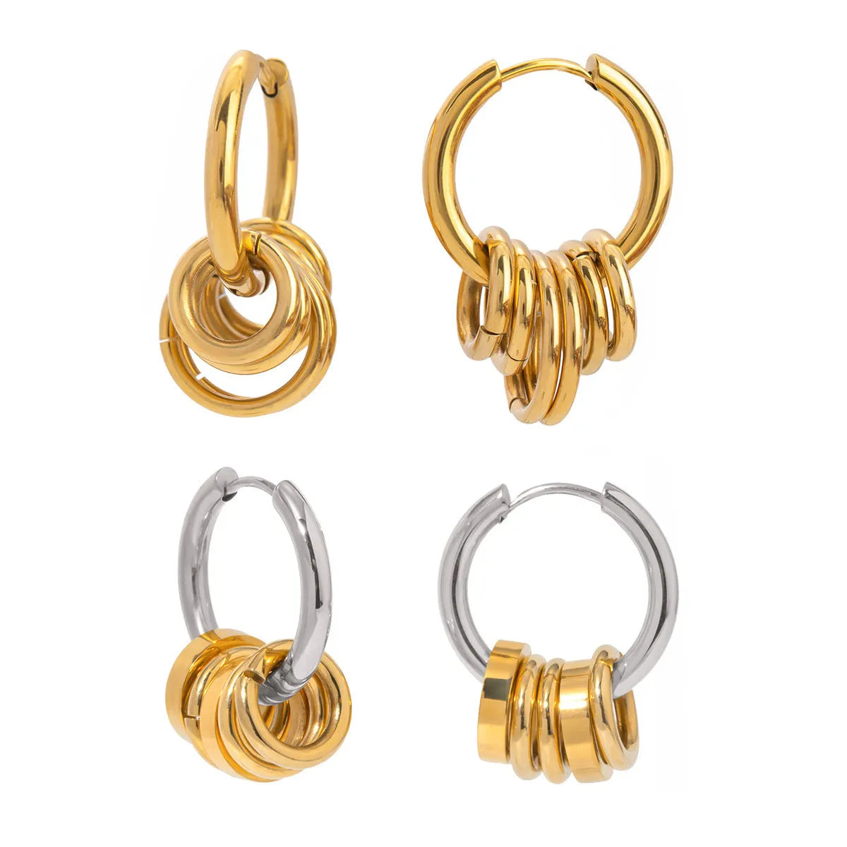 A pair of ins style stainless steel earrings with an electroplated silver-coloured finish.