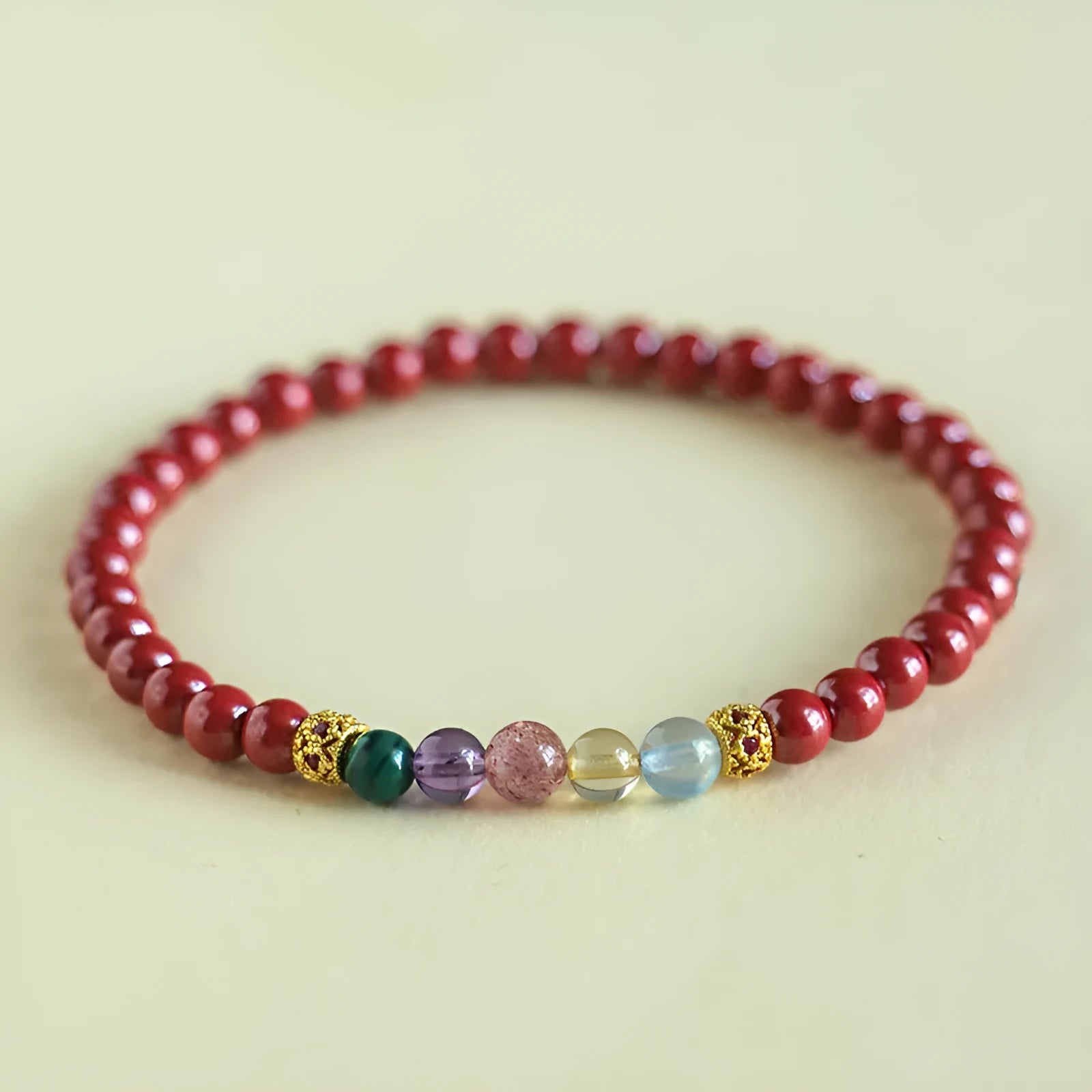 Purple gold sand crystal string bracelet with hand-strung beads in couple style design