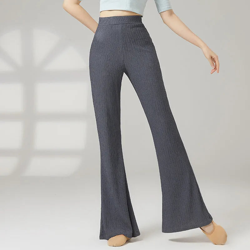 Women's solid-colour polyester dance practice trousers for classical and body training exercises