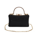 Felt shoulder messenger bag for women in black, horizontal square shape, single strap, sandwich pocket
