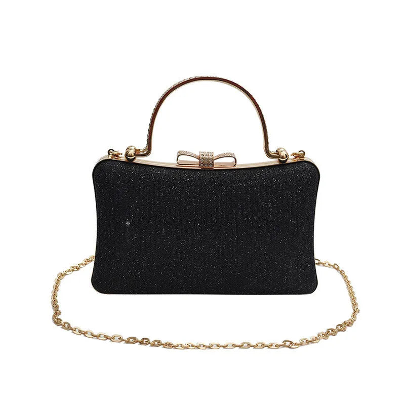 Felt shoulder messenger bag for women in black, horizontal square shape, single strap, sandwich pocket