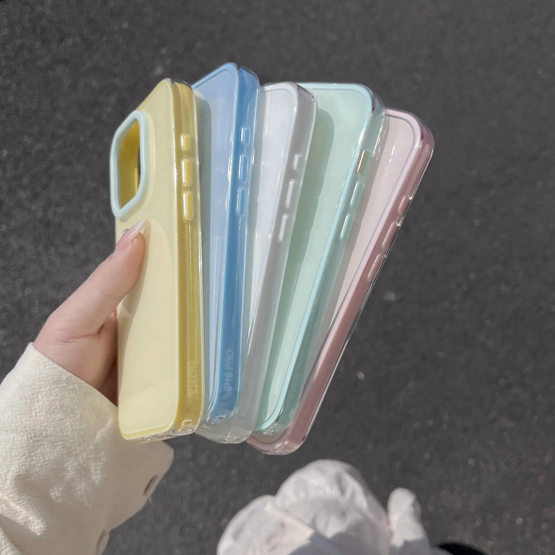Simple blue jelly shell TPU phone case on an iPhone, showing all-inclusive design.