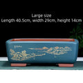 Handmade rectangle purple clay bonsai pot in large size for banyan tree or luohansong display.