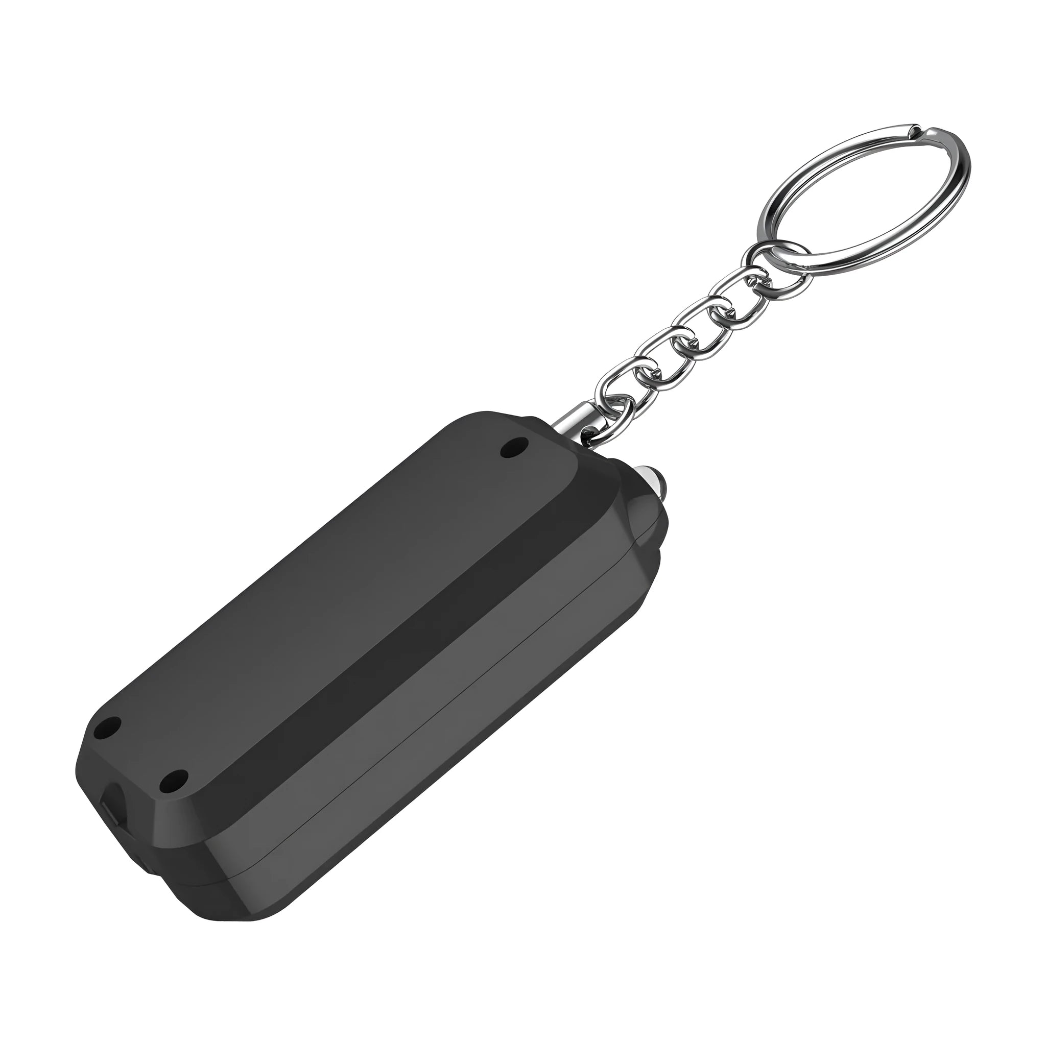 ZQ-202 personal safety alarm in pink, black, white, yellow, or green colours on a keychain.