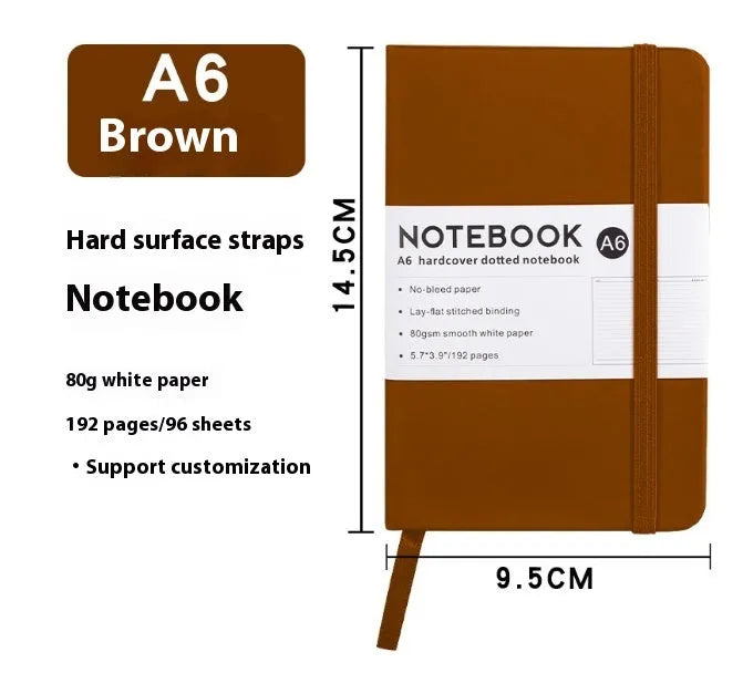 A5 office diary with hand skin feeling PU leather strap cover and lined inner pages