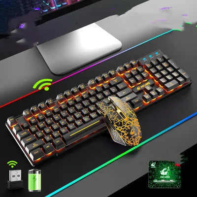 T3 wireless keyboard and mouse set with backlit keys on a desk