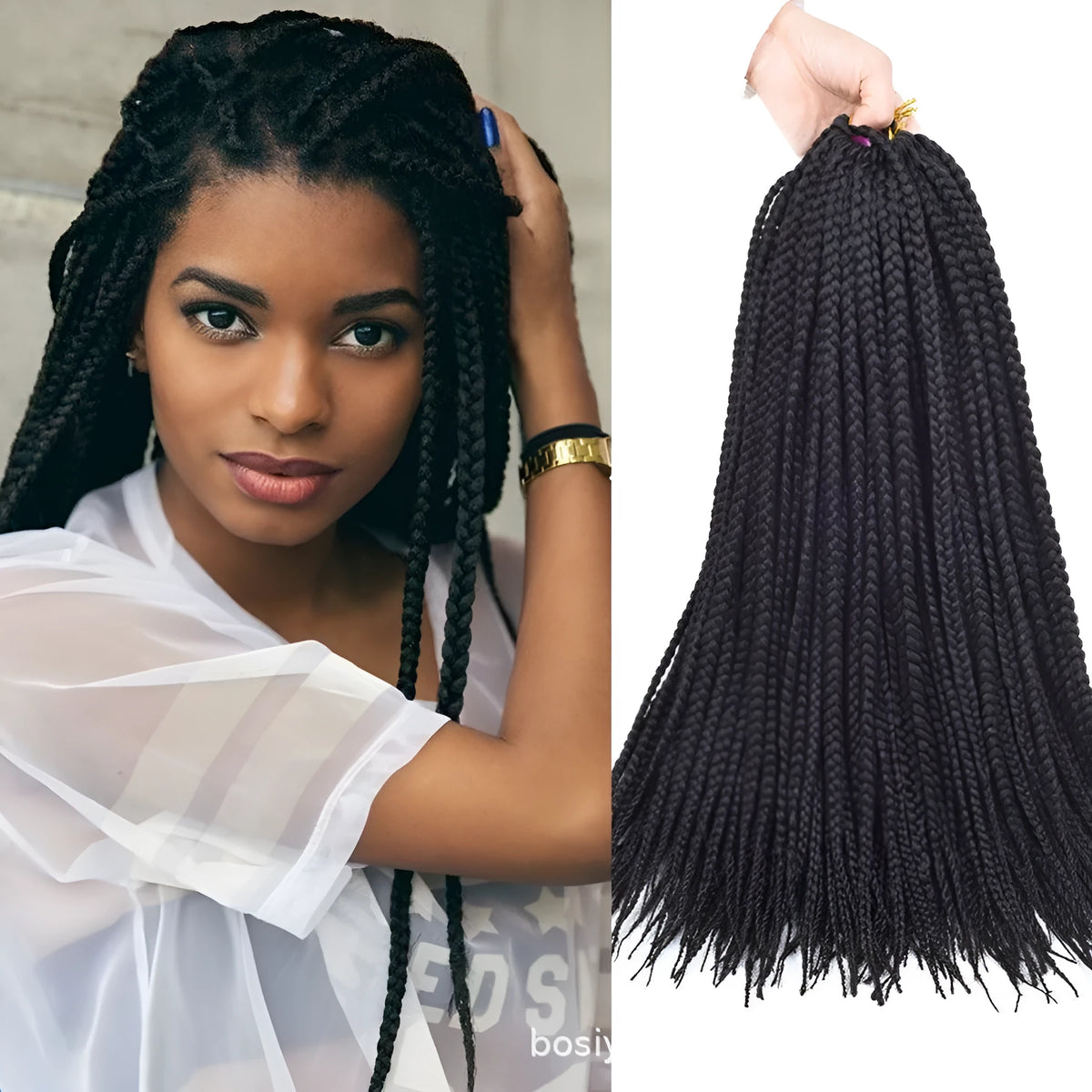 Crochet hair Senegal box braids extension in 14, 18, 22 inch lengths, colours 1B T27 T30 Tbug #2 #4, domestic silk